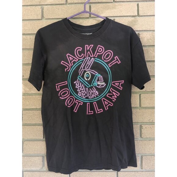 Black Jackpot Loot Llama Fortnite T-Shirt Size: Medium - Picture 1 of 3